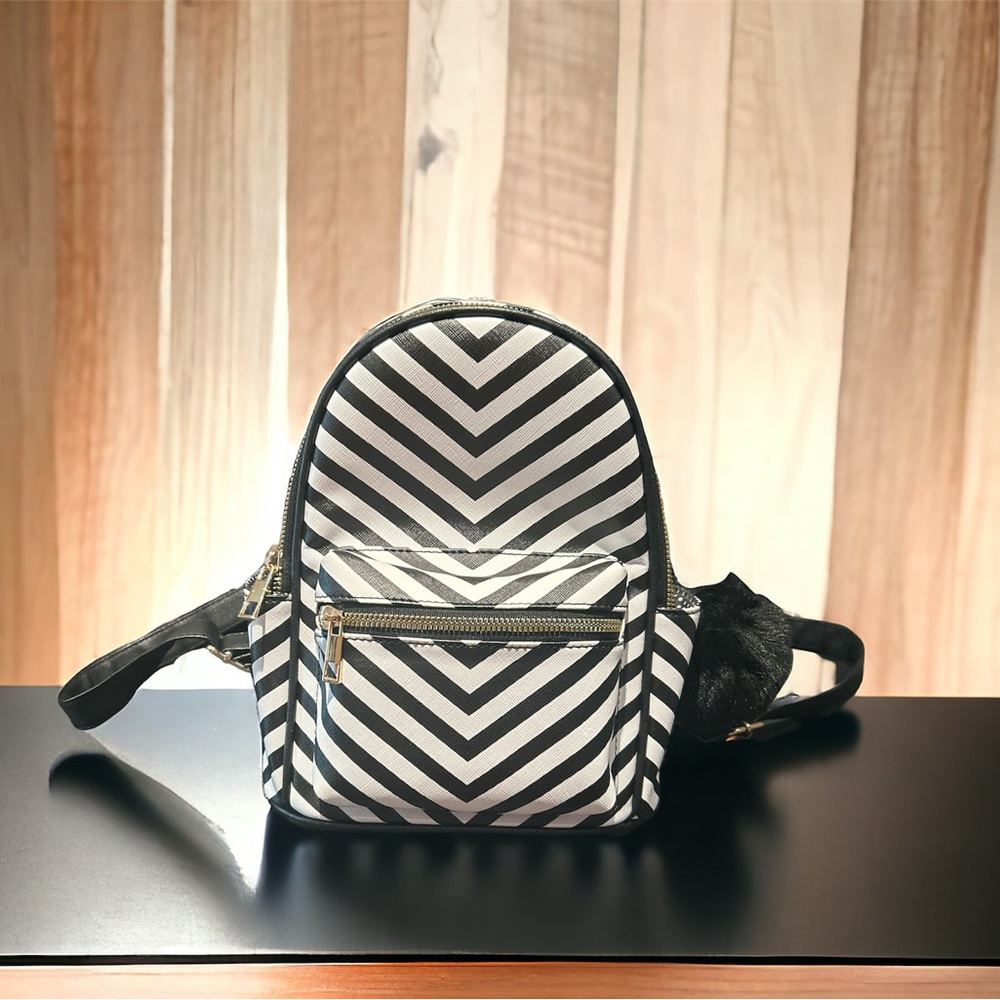 Like Dreams black and white striped mini backpack